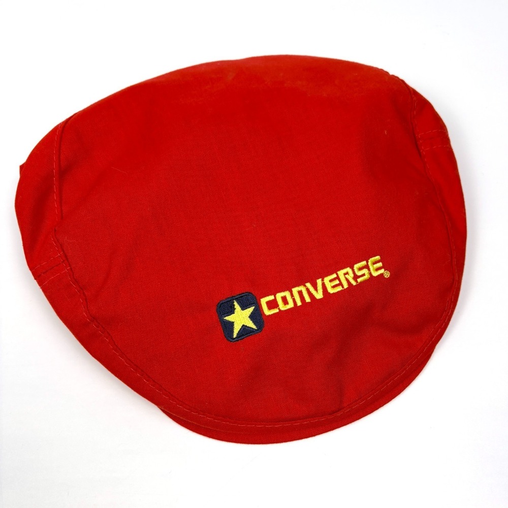 VTG Y2K Converse Flat Cap Snap Back Red Yellow Emboidery Driving One‎ Star Chuck